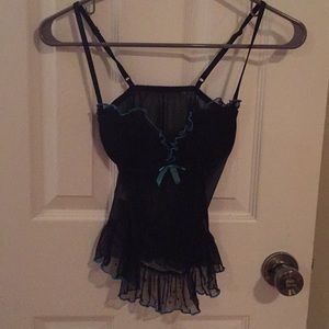 Black and teal lingerie top